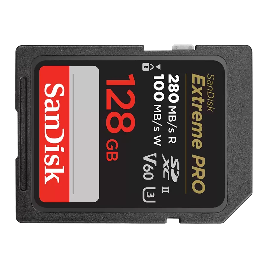 SanDisk EXTREME PRO UHSII-U3 A2 128GB 280MB/s SDXC Memory Card کارت حافظه SDXC سن دیسک