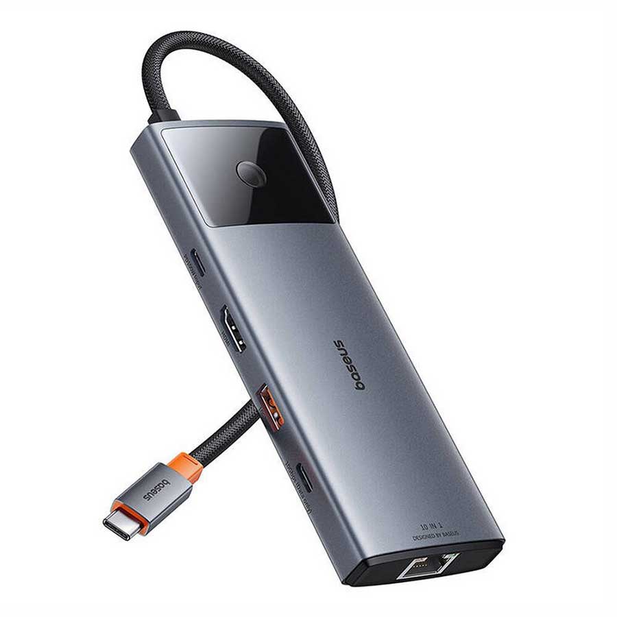 هاب USB-C ده پورت بیسوس مدل SCREEN-OFF BUTTON B00061800813-00