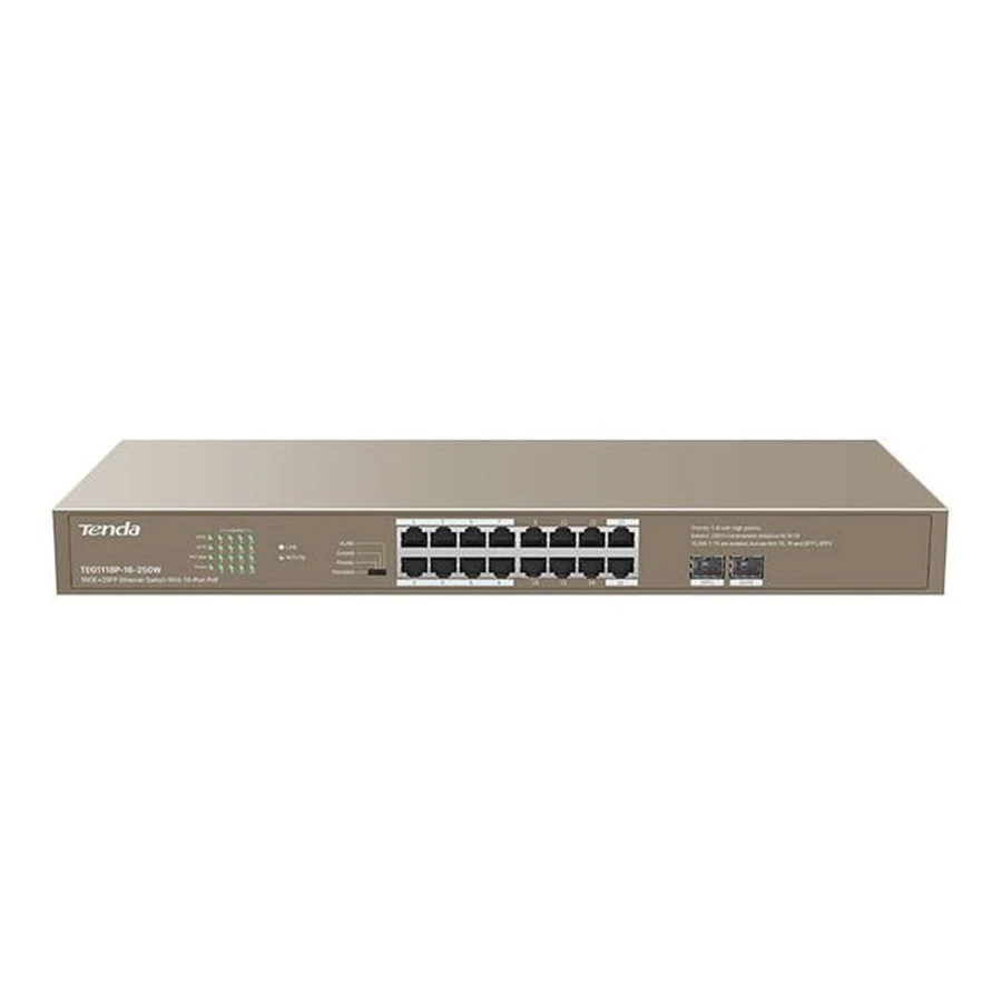 Tenda TEG1118P-16-250W 16 Port Gigabit Unmanaged Switch سوييچ 16 پورت گیگابیت تندا