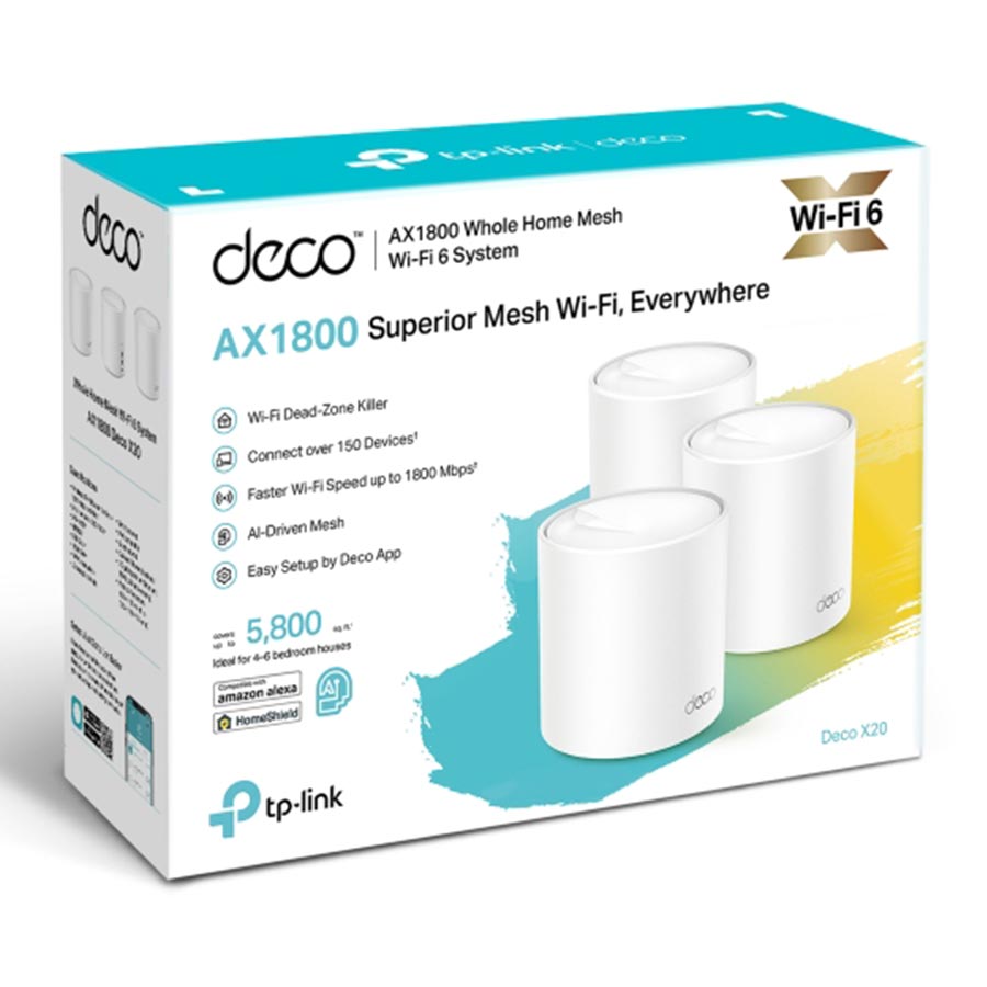 روتر و اکسس پوينت بی‌سیم و دوباند گیگابیت AX3000 تی پی لينک مدل Deco X20 (3-Pack)