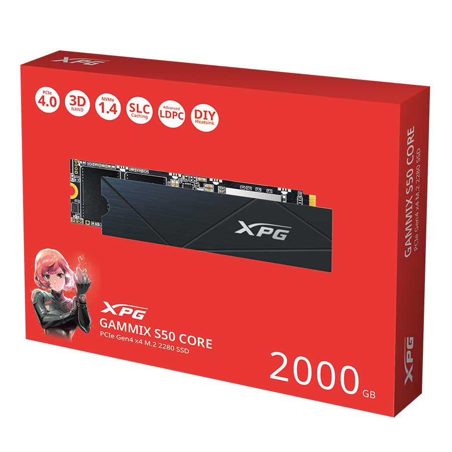 اس اس دی 2 ترابایت ای دیتا مدل XPG GAMMIX S50 CORE PCIe Gen4 x4 M.2 2280