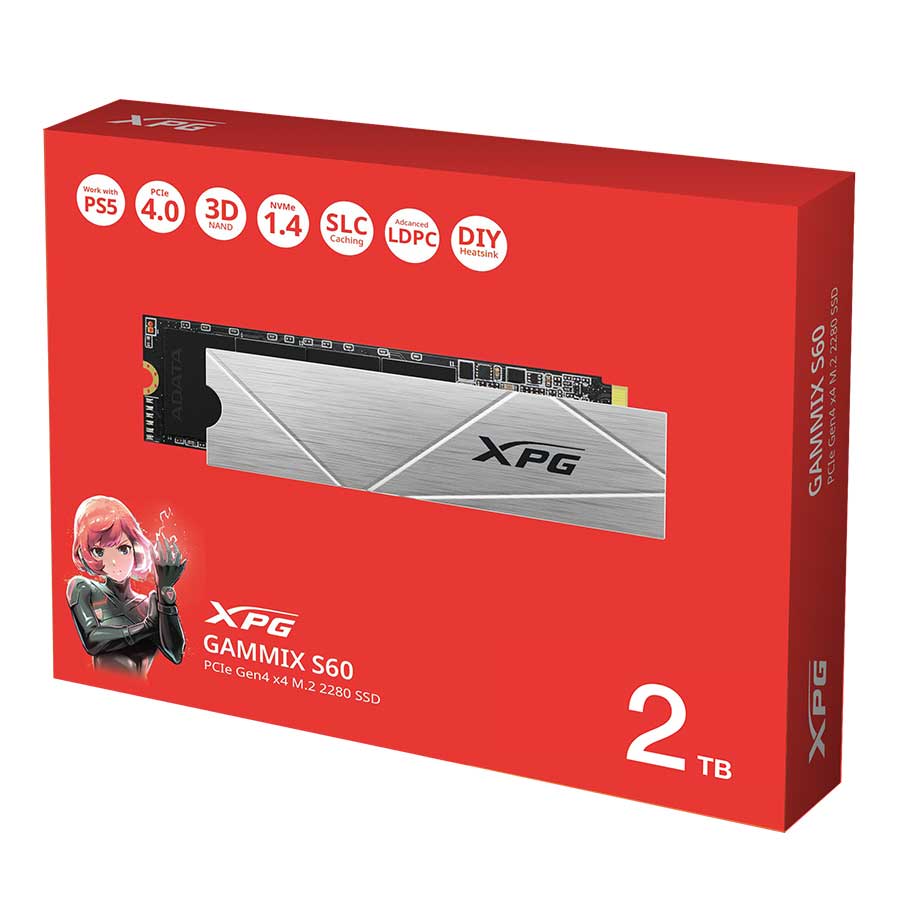 اس اس دی 2 ترابایت ای دیتا مدل XPG GAMMIX S60 PCIe Gen4 x4 M.2 2280