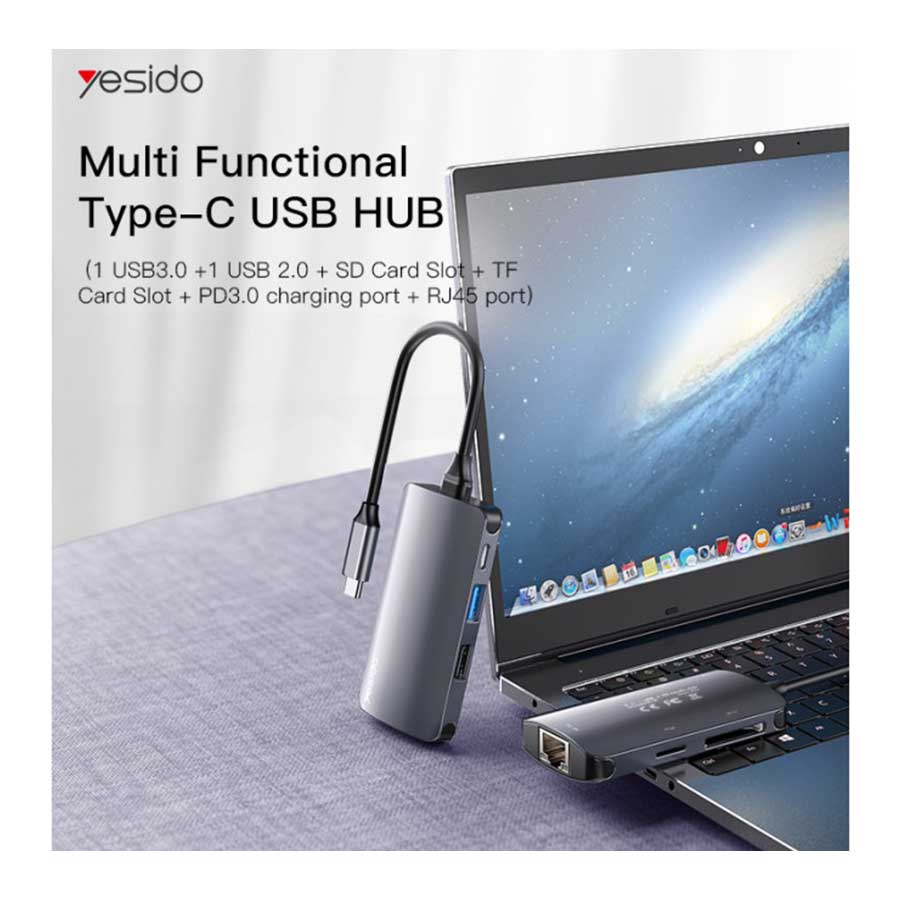 هاب USB-C شش پورت یسیدو مدل HB15